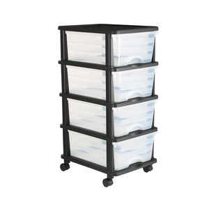 Carrello portaoggetti in plastica a 4 cassetti con ruote e divisori per armadio - Product Image 1