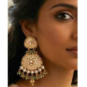 หินเคลือบสีทองที่มีคุณภาพดีที่สุดต่างหูแบบดั้งเดิมสำหรับผู้หญิงเด็กผู้หญิงสำหรับตอนเย็นดูสำหรับคอลเลกชันสวมใส่ในงานปาร์ตี้ - Product Image 1