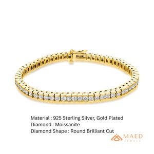 Bracelet tennis en moissanite pour femme, chaîne fine en or, bijou de mode, pierre ronde, cadeau de mariage, accessoire élégant - Product Image 6
