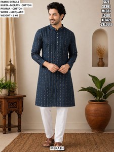 Robe longue traditionnelle royale en soie douce brodée Bandhani pour homme, séchage rapide, coupe classique, idéale pour les fêtes, Diwali, mariages et soirées. - Product Image 2
