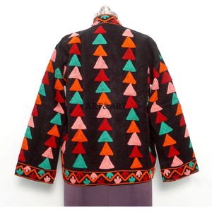 Beautiful Cotrise Autumn Quilted Cotton <b>Jacket</b> Hand-Stitched Embroidery Breathable Button Women Winter Party Wear Stand <b>Collar</b> - Product Image 5