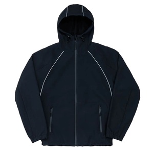 <b>Black</b> Outdoor <b>Windbreaker</b> Jacket Water Resistance Breathable Reflective Strips Polyester Windproof <b>Windbreaker</b> Jacket - Product Image 1