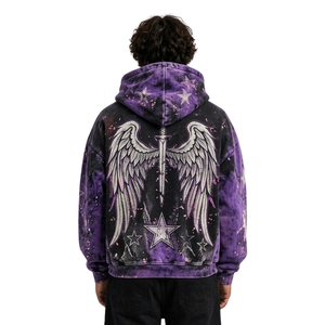 Sudadera con Capucha de Felpa Gruesa con Diseño Artístico en Tonos Pastel, Estampado Celestial de Dos Tonos, Estilo Casual y Relajado, Transpirable - Product Image 5