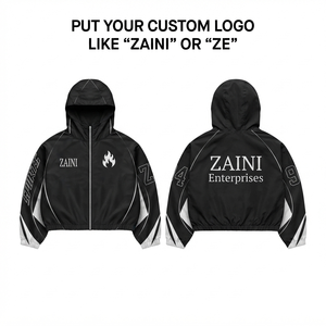 <b>Mens</b> 120 GSM Premium Polyester Windbreaker <b>Jacket</b> Black <b>White</b> Contrast Panels Custom Sublimation Embroidery Print Logo OEM - Product Image 1