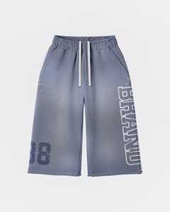 Wholesale Price 100% Cotton <b>Men</b>’s Vintage Washed Grey Hoodie & <b>Shorts</b> 2-Piece Tracksuit Set – Casual Streetwear Matching Outfit1 - Product Image 3