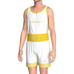 Conjunto de entrenamiento de boxeo transpirable que absorbe la humedad, camiseta sin mangas ligera para hombre y pantalones cortos de boxeo flexibles con aberturas laterales - Product Image 1