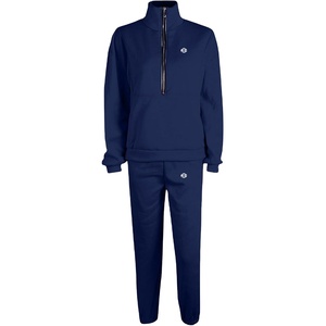 Ensemble 2 pièces sweat-shirt à demi-zip et jogging en coton épais pour femme, style streetwear, avec logo personnalisé, production OEM en gros - Product Image 4