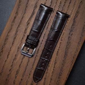 Bracelet de montre en cuir d'alligator élégant et sophistiqué, grain fin, logo personnalisé, taille et longueur sur mesure - Product Image 5