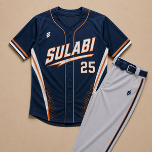 Ensemble uniforme de baseball personnalisé avec logo, maillot à manches courtes boutonné rayé pour homme avec pantalon - Product Image 6