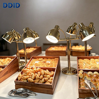 Lampe chauffante alimentaire professionnelle pour hôtels et cuisines commerciales, à tête unique, en acier inoxydable, avec col de cygne flexible doré, pour buffet