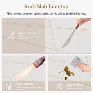 Tavolo da Pranzo/Cucina/Soggiorno da 63 Pollici con Gambe in Lega di Alluminio e Piano in Pietra Sinterizzata/Marmo/Porcellana dal Design Elegante - Product Image 5