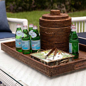 Style nordique seau à glace en rotin naturel moule élégant vintage décoration refroidisseur de vin baignoire avec couvercle - Product Image 5