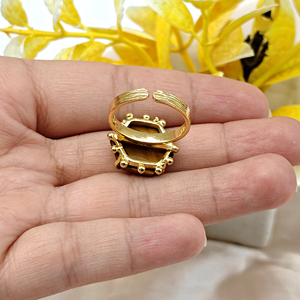 Best selling <b>ring</b> hexagon cut natural tiger eye <b>adjustable</b> <b>ring</b> solid brass 18k gold plated beaded designer prong setting <b>rings</b> - Product Image 5