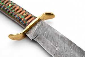 Custom Handcrafted Damascus Steel Art Piece – Fixed Blade <b>Craft</b> <b>Tool</b> with Multi-Color Wood Handle - Product Image 5