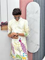 Kurta indienne pour femme, coupe ajustée, multicolore, en pur coton, broderie et travail de miroirs, idéale pour les mariages et le Diwali