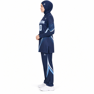 Ensemble de sport personnalisé pour femmes, tenue d'entraînement modeste à manches longues, broderie, séchage rapide, longueur mi-mollet, par le fabricant - Product Image 3