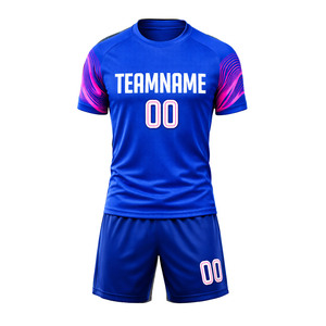 เสื้อกีฬาพิมพ์ลายแบบซับลิเมชั่น โพลีเอสเตอร์ย้อมสีพื้น แขนสั้น ระบายอากาศ แห้งเร็ว ชุดฝึกซ้อมฟุตบอล รับผลิตแบบ OEM - Product Image 1