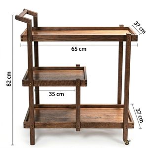 Chariot de rangement en bois massif de Sheesham avec roulettes - Étagère à épices multifonctionnelle, table à café et de service, chariot à thé - Product Image 3