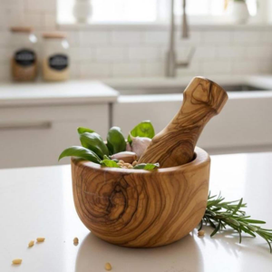 Ensemble mortier et pilon en bois, fait main, écologique, qualité alimentaire, pour broyer herbes, épices, ail, poivre, gingembre, outil manuel durable pour herbes - Product Image 5
