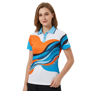 Men's Short Sleeve <b>Polo</b> Shirt With Abstract Geometric Print <b>Orange</b> Blue White Color Block Quick Dry Knitted Polyester Casual Fit - Product Image 3