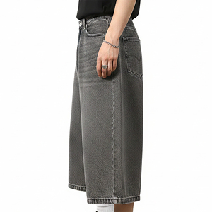 Servicio OEM, Hecho a Medida, 100% Algodón, Tela Vaquera 2026, Sólida, Cortavientos, Transpirable, Ecológica, Pantalones Cortos Holgados para Hombre con Dobladillo sin Rematar - Product Image 3