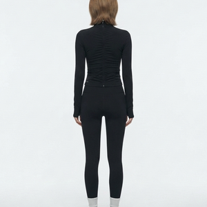 Pantalon de yoga et de sport taille basse pour femme, gainant, sans couture, respirant, séchage rapide, couleur unie, contrôle du ventre, vente en gros - Product Image 2