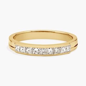 Bague de mariage pour homme en or rose 14 carats avec diamant taille princesse serti en canal - Product Image 6