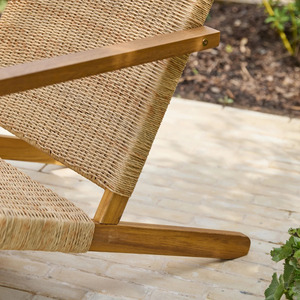 Ensemble de jardin contemporain en rotin 2 places avec table basse, mobilier d'extérieur résistant aux intempéries, structure en teck - Product Image 4
