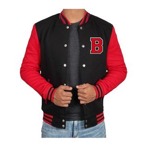 Mens Black Red Custom Chenille Patch Varsity <b>Jacket</b> Letterman <b>Baseball</b> <b>Bomber</b> <b>Jacket</b> Wholesale - Product Image 6