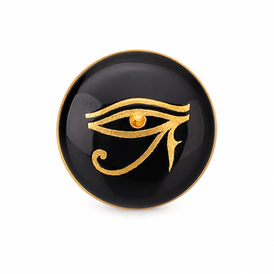 Botón de ojo de Horus en esmalte dorado para hombre, joyería formal, negro con detalles dorados - Product Image 1
