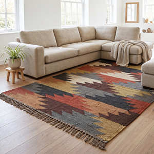 Moroccan Kilim Handmade Rugs for <b>Bed</b> Side Living Room Floor Carpet Geometric Pattern Woven Anti-Slip Kitchen Kilim Mat - Product Image 3