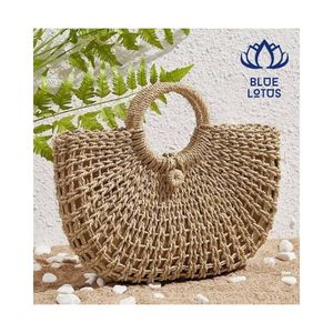 BEST CHOICE 2026 Water Hyacinth Handbag for Grocery Carry and Casual Travel, Breathable Fiber Weave, Durable Clean <b>Material</b> - Product Image 1