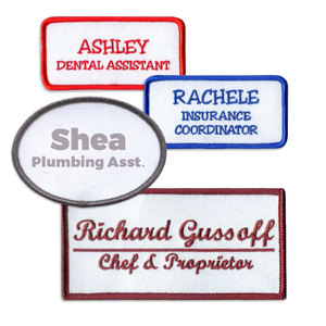 Custom Eco-Friendly Canvas Embroidered Name Patch Red Rectangle <b>Iron</b>-<b>On</b> <b>Fabric</b> Badge for Cloth Use - Product Image 2