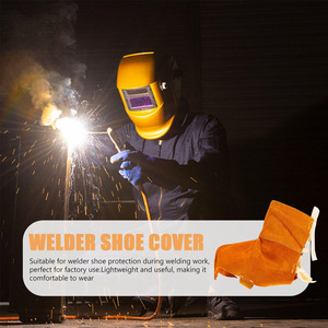 Couvre-chaussures de soudeur en cuir de vachette pleine fleur, robustes, pour la lutte contre les incendies et la construction, protection des pieds, résistant à l'abrasion - Product Image 4