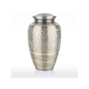 Urna funeraria de metal sólido negra y latón para cenizas de adultos, grabada a mano, con tapa roscada segura. - Product Image 4