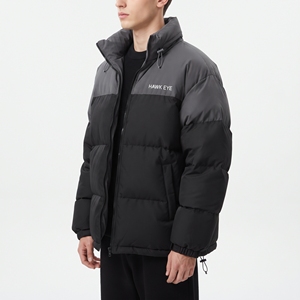 Men's Winter Bubble Puffer Jacket Two Tone Design Warm Stand Collar <b>Padded</b> <b>Coat</b> - Product Image 6