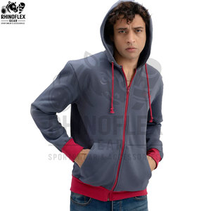 Sudaderas con capucha de peso pesado al por mayor con cremallera completa para logotipos personalizados, sudaderas con cremallera y mangas raglán. - Product Image 2