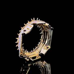 Caja de Oro de Lujo con Incrustaciones de Diamantes para GA2100, Bisel con Incrustaciones de Moissanita VVS, Kit de Modificación de Reloj Hip Hop Octagonal Hecho a Mano - Product Image 3