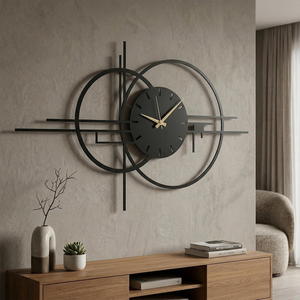 Reloj de Pared Moderno de Metal con Diseño Geométrico de Círculos Superpuestos, Reloj Artístico Contemporáneo, Decoración de Pared para Dormitorio y Hogar - Product Image 5