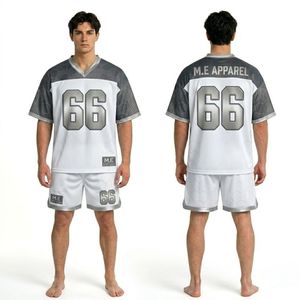 Futuristic Silver Blue Geometric Line <b>Tech</b> Wear Moisture Wicking Sublimation Fan Jersey Short Sets - Product Image 4