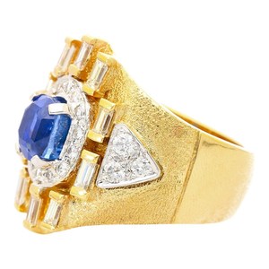 <b>Men's</b> Alloy Vintage Cocktail <b>Ring</b> with Diamond Prong Setting Geometric Design Classic Wedding Engagement Jewelry - Product Image 4