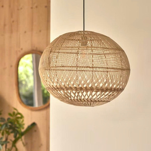 Lámpara colgante con forma de puente, tejida con ratán natural, una lámpara decorativa para el hogar. - Product Image 1