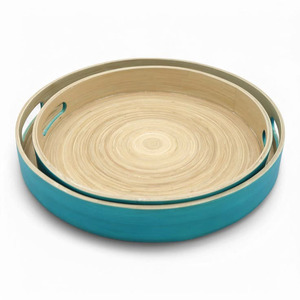 Bandeja Redonda de Bambú Lacado Ecológica, con Diseño Personalizado, Ideal para Servir, Decoración de Mesa, Platos y Regalos - Product Image 2