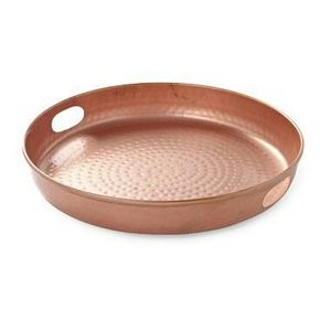 Designer <b>Round</b> Brass Decorative <b>Tray</b> Metal Serving Platter for Kitchen Counter Coffee <b>Table</b> Home Hotel Accessories - Product Image 2