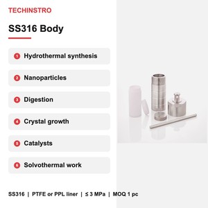Réacteur autoclave hydrothermique SS316 avec revêtement en PTFE Teflon ou PPL 10ml 25ml 50ml 100ml 250ml 500ml 1000ml - Product Image 3