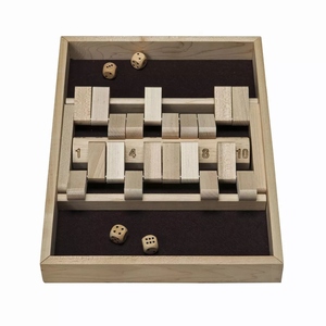 Handcrafted Wooden Shut The Box Dice Game With Felt Lined Tray Traditional Family Board Game For <b>Kids</b> And Adults Play For Fun - Product Image 1