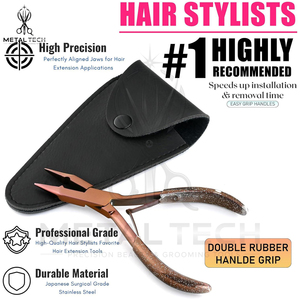 Meilleure vente 2026 : Pince professionnelle pour extensions capillaires, outils en acier inoxydable pour l'installation et le retrait avec étui noir - Product Image 4