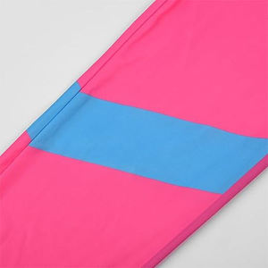 Survêtement pour filles rose et bleu à blocs de couleur, fermeture éclair intégrale, sportif et décontracté, idéal pour le printemps, 100 % polyester, léger, coupe classique - Product Image 5
