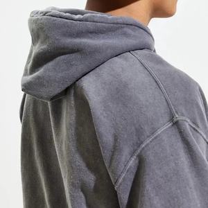 Venta al por mayor ácido lavado hombres sudaderas con capucha sudadera de gran tamaño personalizar Streetwear Vintage hombres francés Terry Sudadera con capucha algodón polar hombre - Product Image 5