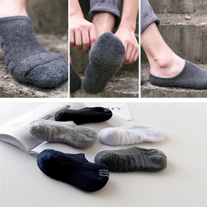 Gray Ankle <b>Socks</b> Solid Color Breathable Knitted Cotton Bamboo Fiber for Adults Summer Casual Wear - Product Image 3